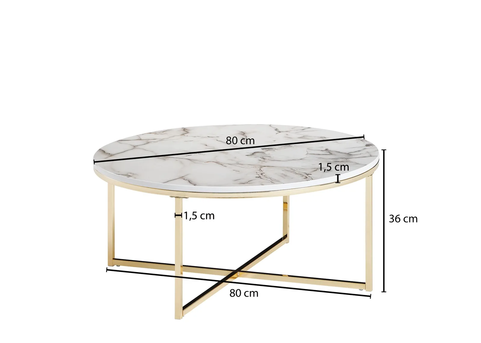 FineBuy Design Couchtisch, Weiß – 80 cm