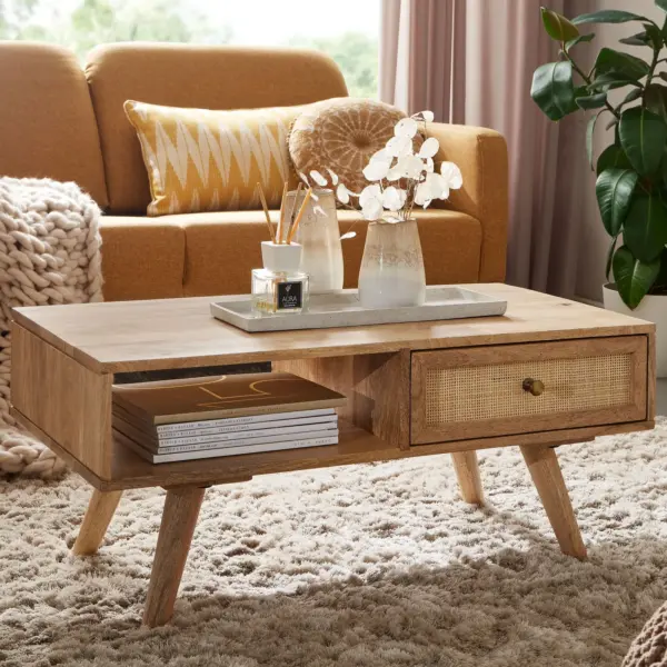 FineBuy Couchtisch, Braun – 90 × 40 × 45 cm