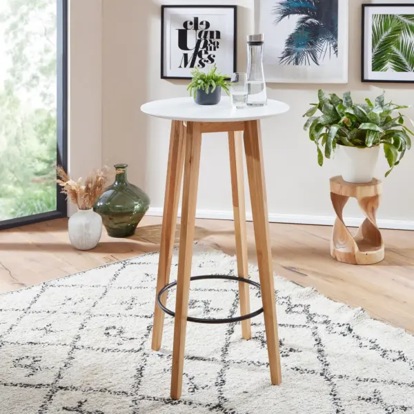 FineBuy Stehtisch 60x110x60 cm Weiß aus Holz