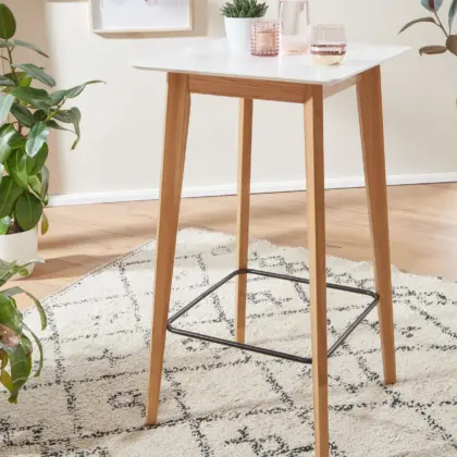 FineBuy Stehtisch 60x110x60 cm Weiß aus Holz