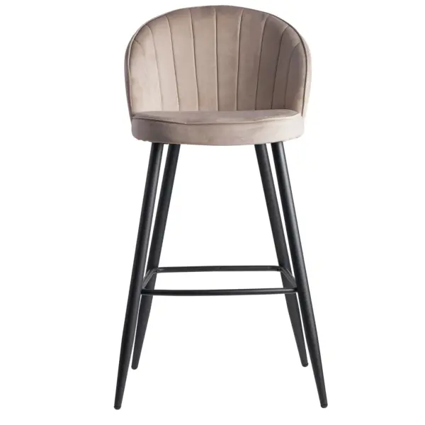 FineBuy Barhocker Samt Hocker mit Lehne, Beige