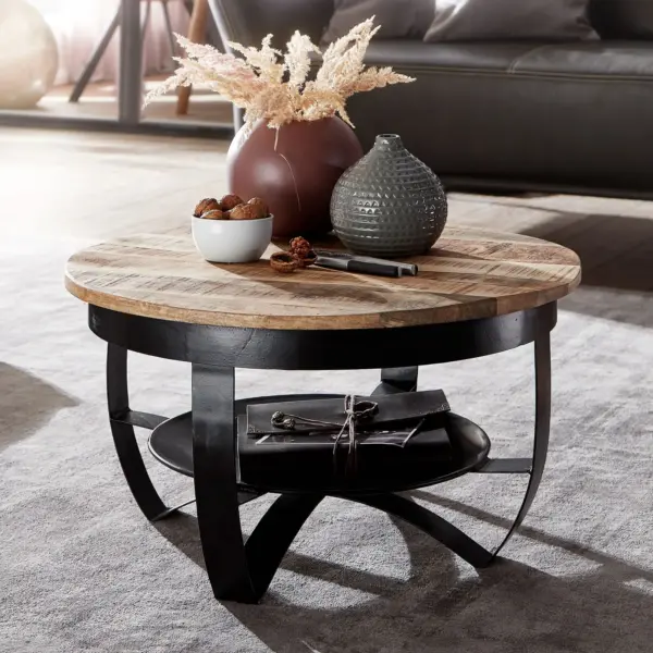 FineBuy Couchtisch, Schwarz – 60 × 34 × 60 cm