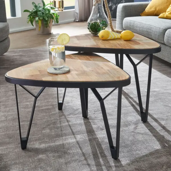 FineBuy Design Couchtisch aus Holz, Braun FineBuy Design Couchtisch aus Holz, Braun