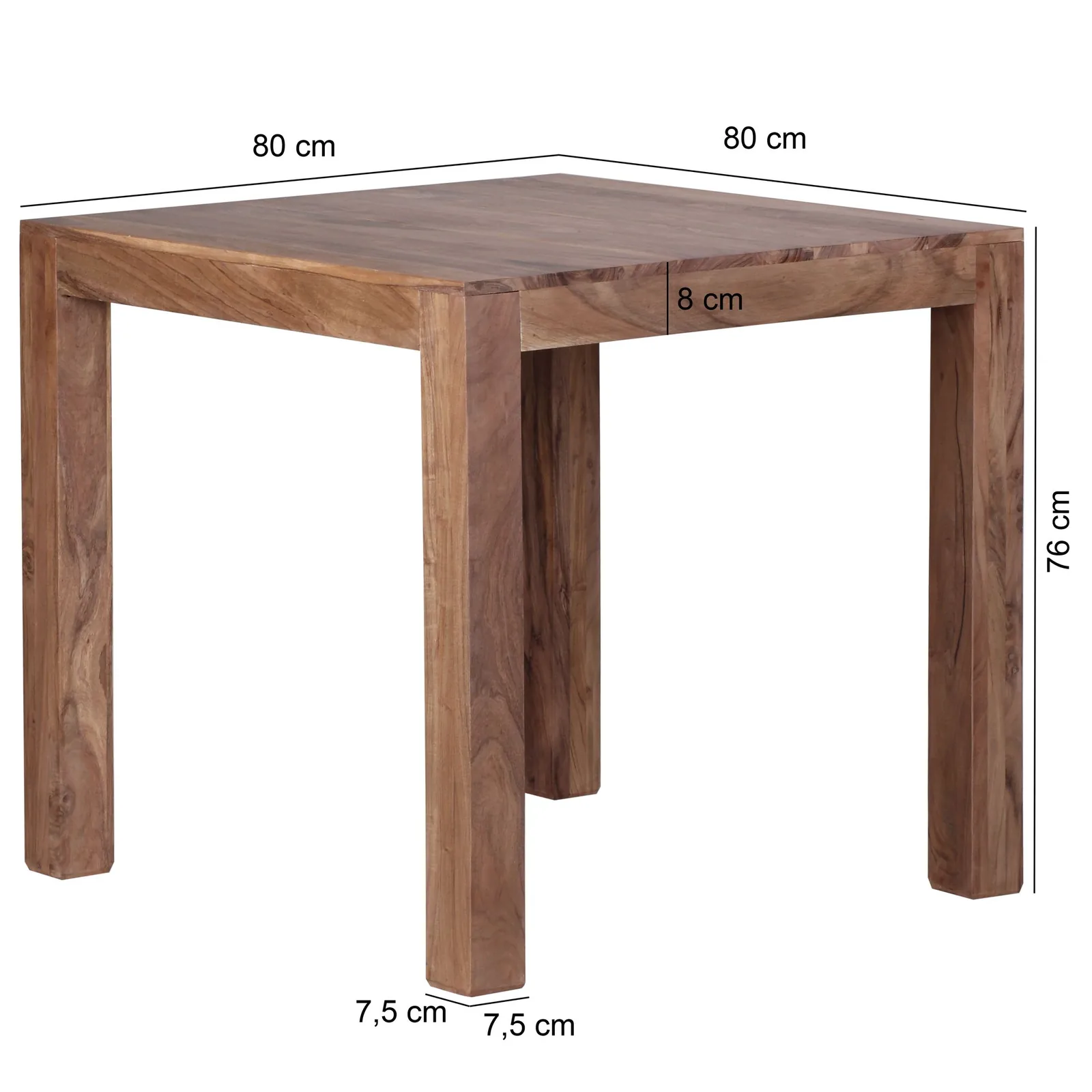 FineBuy Esstisch, Braun – 80 cm