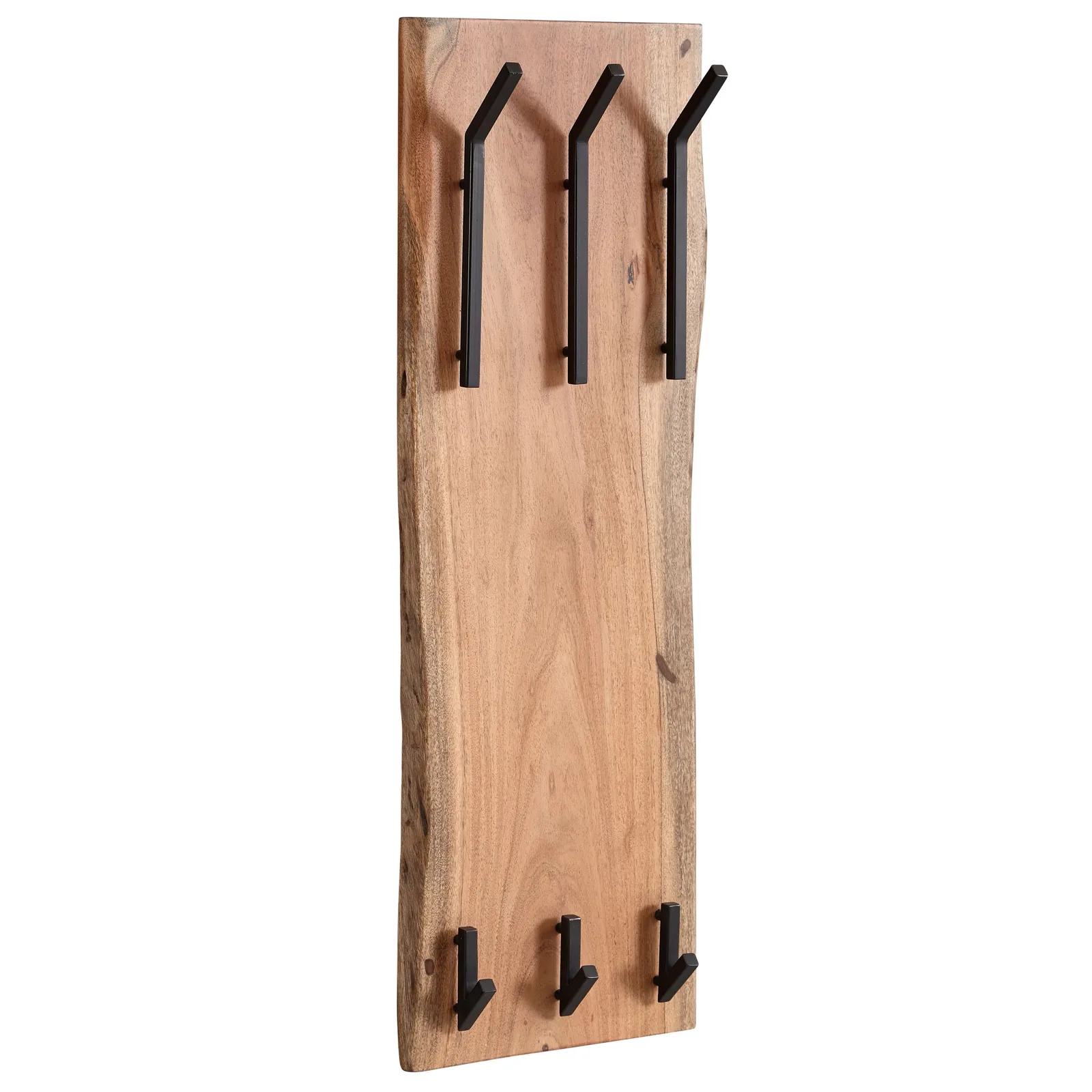 FineBuy Wandgarderobe Akazie Massivholz, Braun – 36 × 100 cm