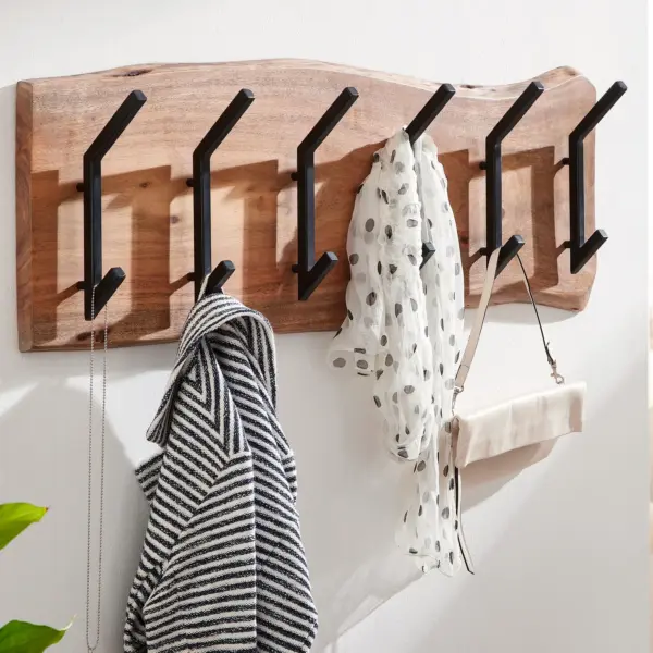 FineBuy Wandgarderobe Akazie Massivholz, Braun – 100 cm FineBuy Wandgarderobe Akazie Massivholz, Braun – 100 cm