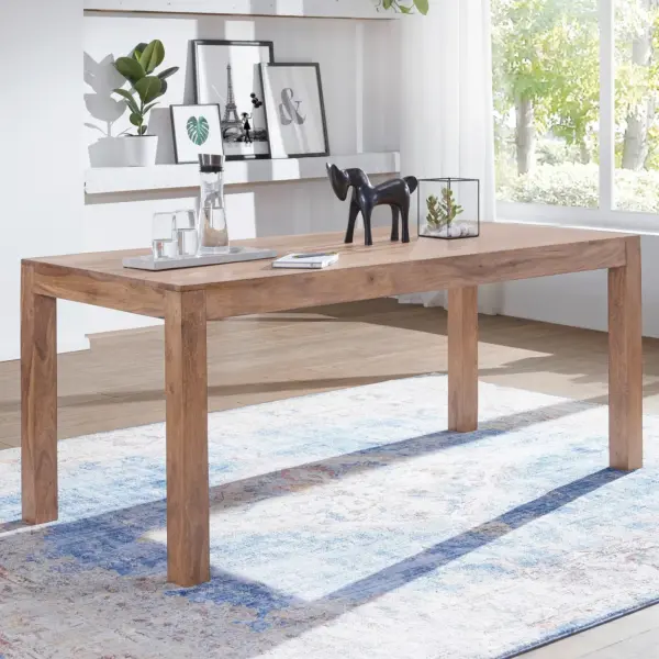 FineBuy Esstisch Massivholz Akazie, Braun – 120 × 60 cm