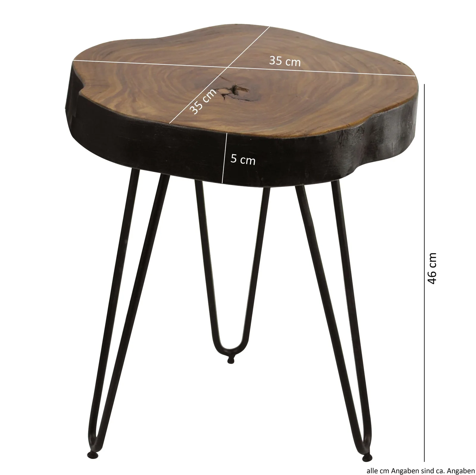 FineBuy Massivholz Sheesham Beistelltisch, Braun – 35 × 35 cm