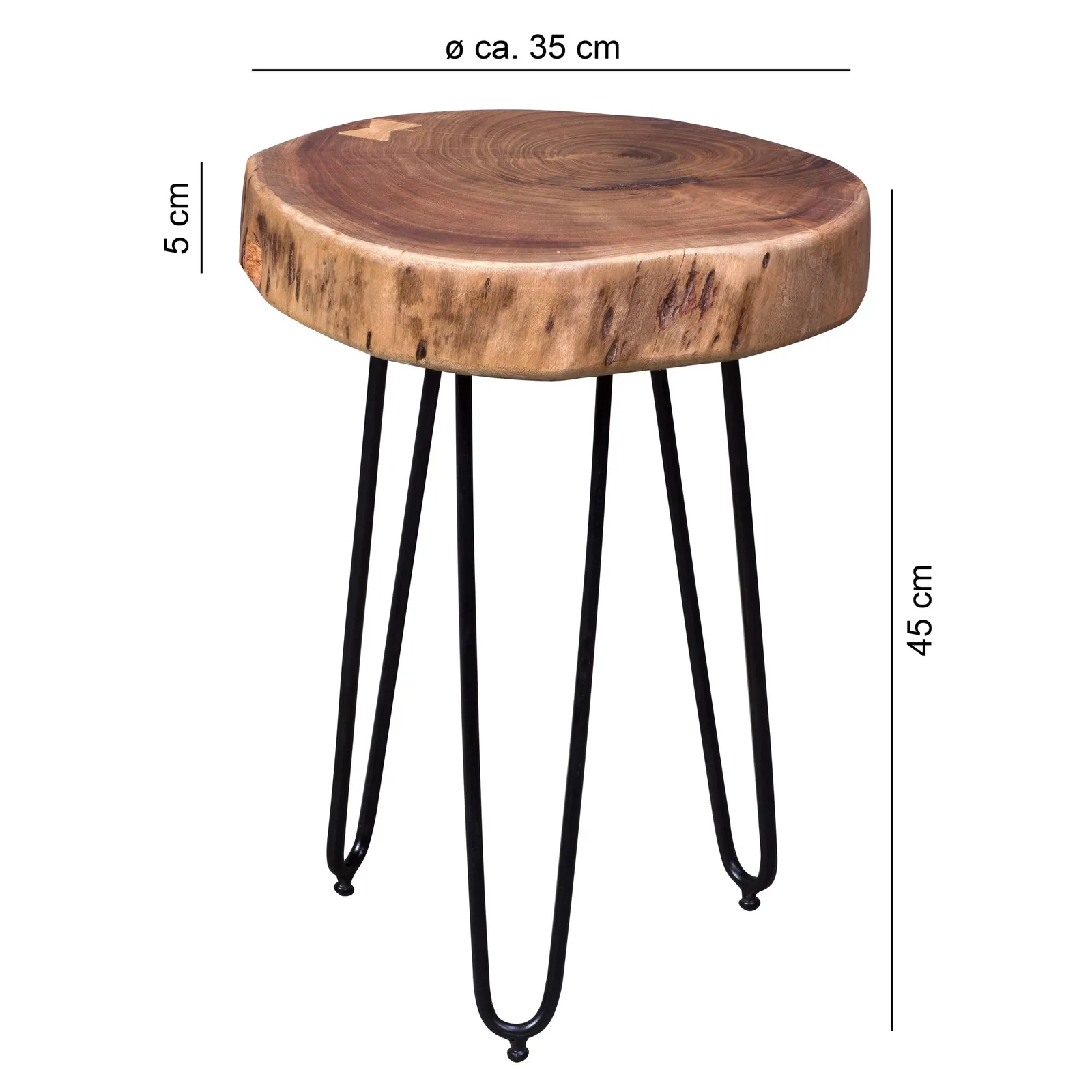 FineBuy Massivholz Akazie Beistelltisch, Braun – 35 × 35 cm