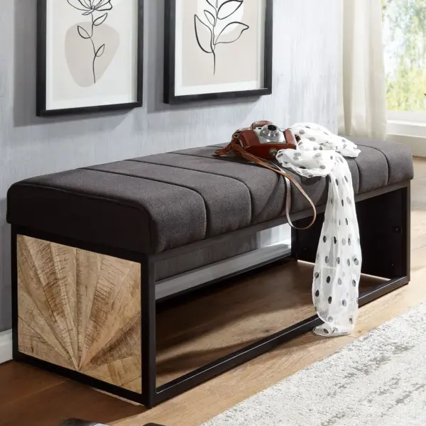 FineBuy gepolsterte Sitzbank, Schwarz – 105 cm FineBuy gepolsterte Sitzbank, Schwarz – 105 cm