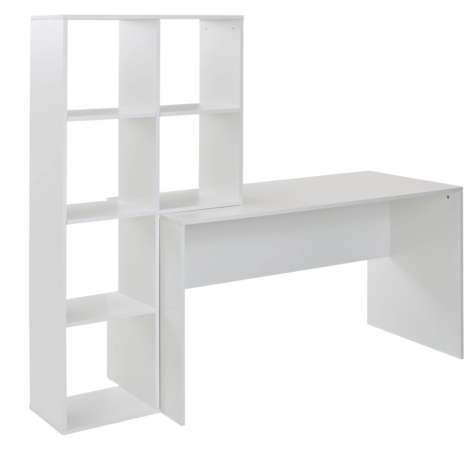 FineBuy Schreibtisch mit Regal, Weiß – 170 × 59 × 143,5 cm