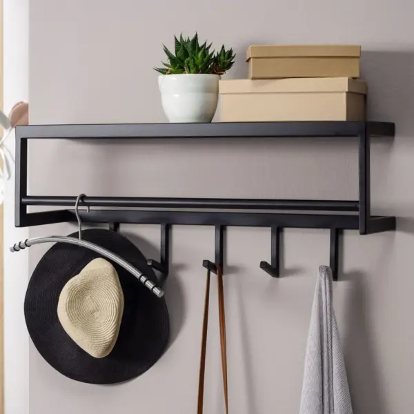 FineBuy Wandgarderobe Metall, Schwarz – 70 cm FineBuy Wandgarderobe Metall, Schwarz – 70 cm