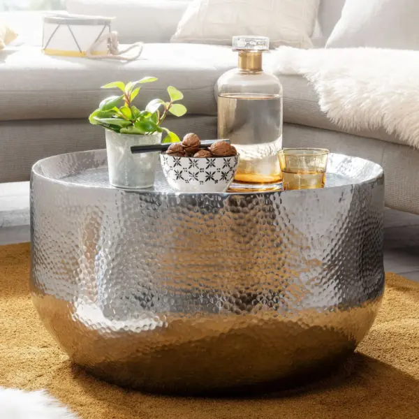 FineBuy Design Couchtisch rund 60 cm aus Metall – Handgefertigter Aluminium Wohnzimmertisch mit Hammerschlag – Orientalischer runder Alu Sofatisch FineBuy Design Couchtisch rund 60 cm aus Metall – Handgefertigter Aluminium Wohnzimmertisch mit Hammerschlag – Orientalischer runder Alu Sofatisch