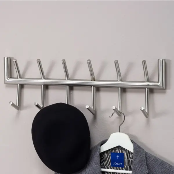 FineBuy Wandgarderobe Metall, Silber – 60 cm FineBuy Wandgarderobe Metall, Silber – 60 cm