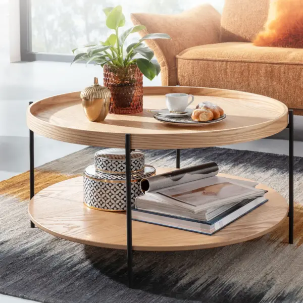 FineBuy Couchtisch aus Holz, Braun – für Wohnzimmer