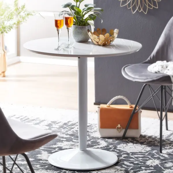 FineBuy Esstisch Rund, Weiß – 75 × 75 × 74 cm