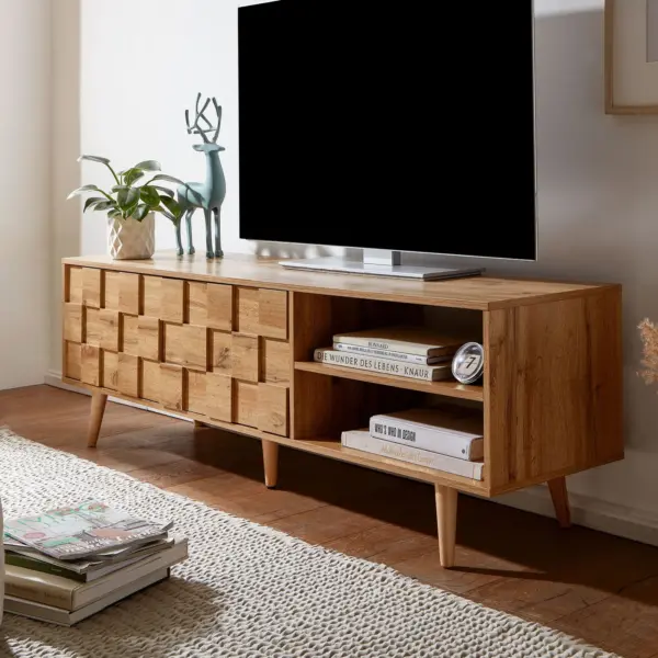FineBuy Lowboard aus Holz, Braun – 160 × 51 × 40 cm