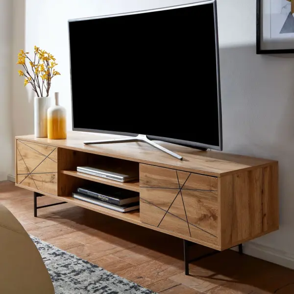 FineBuy Lowboard aus Holz, Braun – 160 × 45 × 40 cm