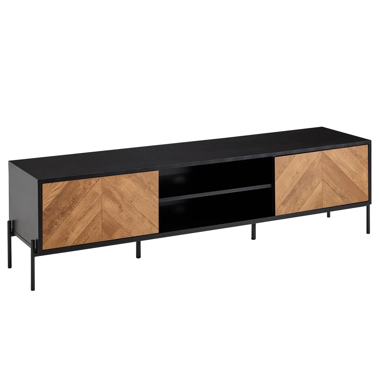 FineBuy Lowboard aus Holz, Schwarz – 163 × 45 × 40 cm