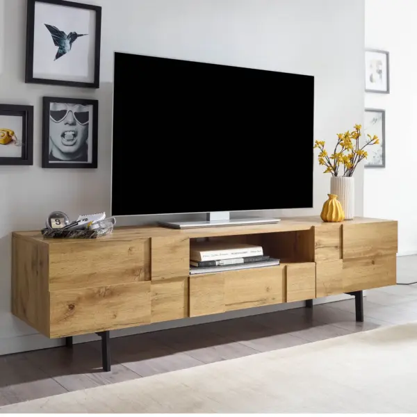 FineBuy Lowboard aus Holz, Braun – 160 × 46 × 43 cm