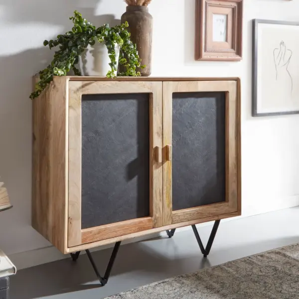 FineBuy Sideboard aus Holz, Braun – 80 × 75 × 35 cm
