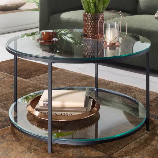 FineBuy Couchtisch, Transparent – 80 × 80 × 45 cm