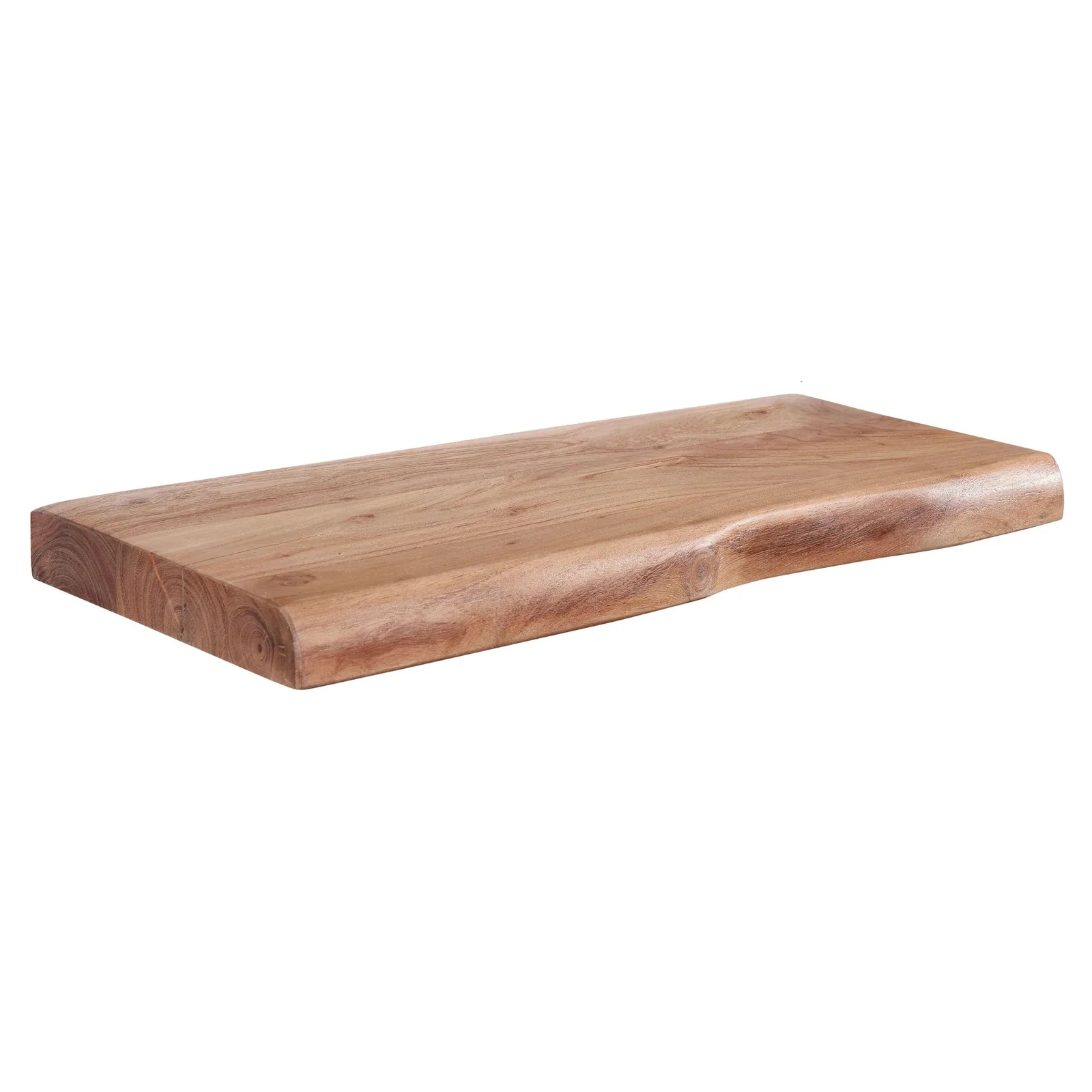 FineBuy Wandregal mit Baumkante Akazie Massivholz, Braun
