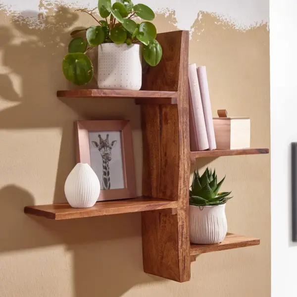 FineBuy Wandregal, Braun – 58 × 60 × 15 cm