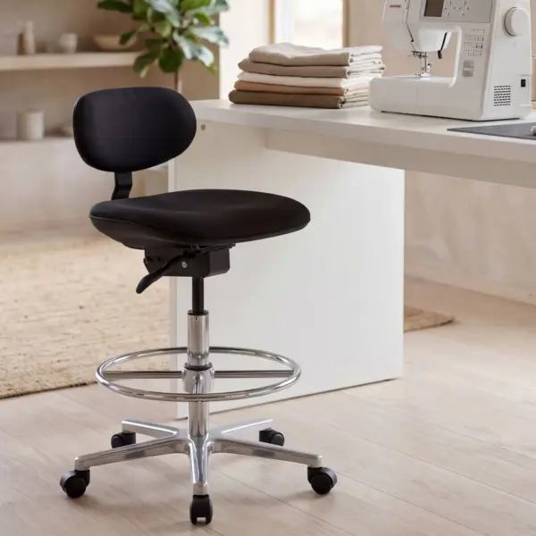 FineBuy Arbeitshocker LOUISIANA Stoffbezug, Schwarz