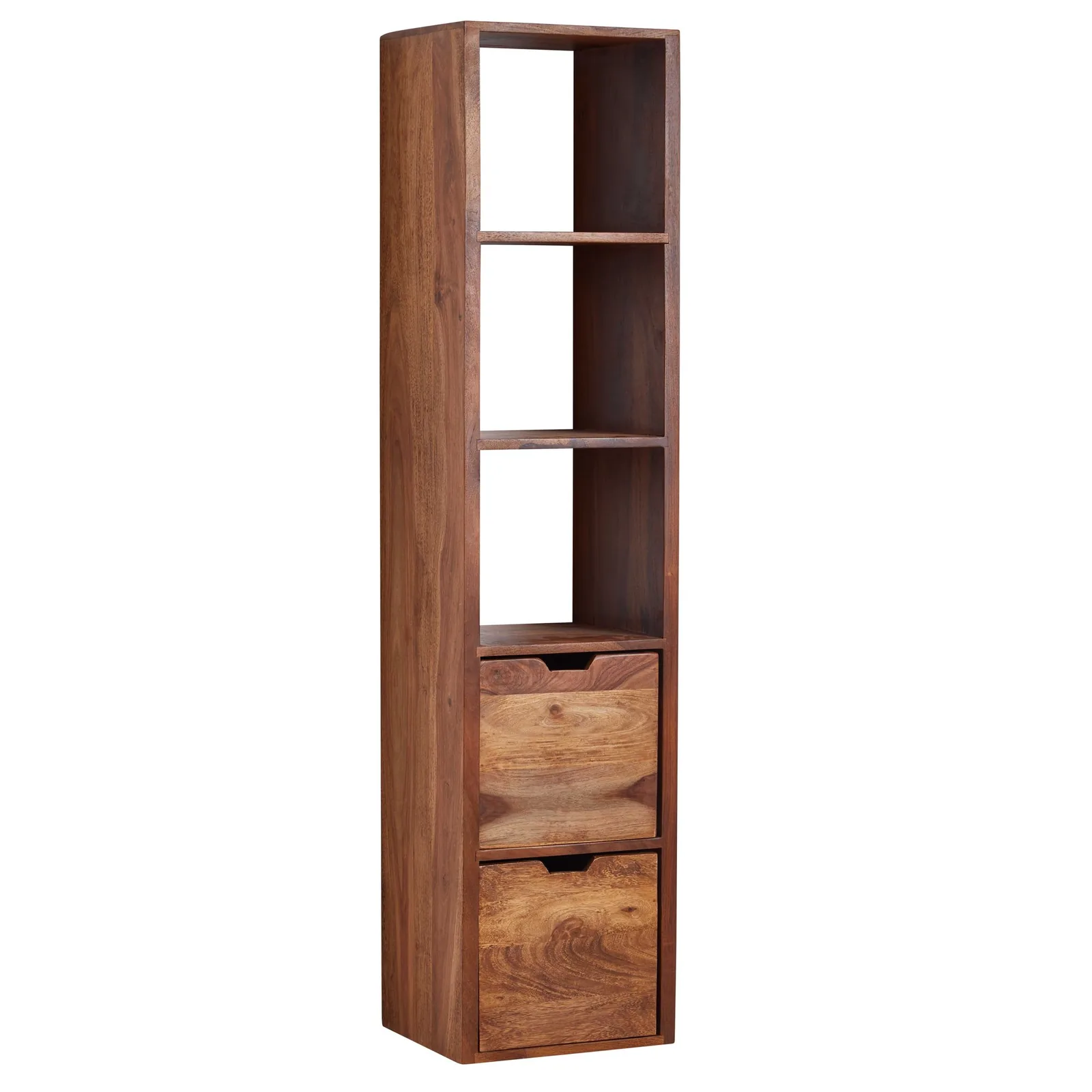 FineBuy Wandregal mit Schubladen, Braun – 35 × 150 × 30 cm