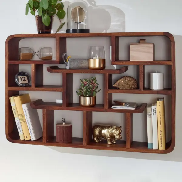 FineBuy Wandregal, Braun – 80 × 55 × 15 cm