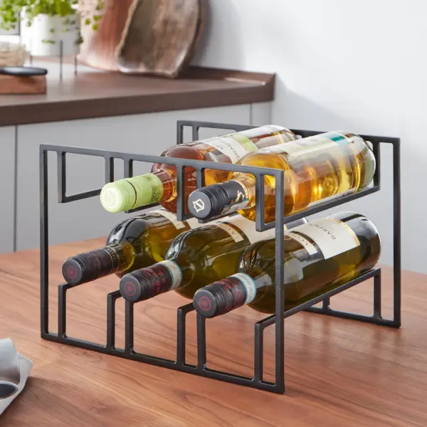 FineBuy Weinflaschenhalter für 6 Flaschen, Schwarz – 29 × 21 × 25 cm FineBuy Weinflaschenhalter für 6 Flaschen, Schwarz – 29 × 21 × 25 cm