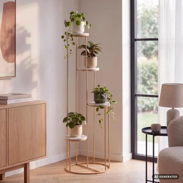 FineBuy Blumenständer Echter Marmor Weiß 3, Gold – 36,5 × 107,5 × 36,5 cm FineBuy Blumenständer Echter Marmor Weiß 3, Gold – 36,5 × 107,5 × 36,5 cm