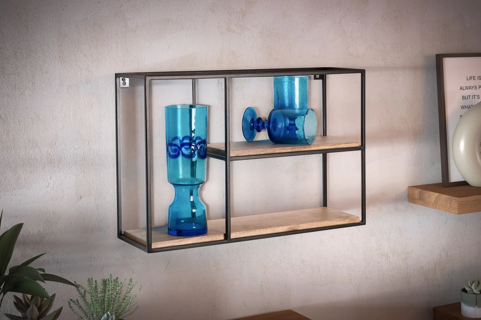 FineBuy Wandregal, Schwarz – 60 × 40 × 18 cm