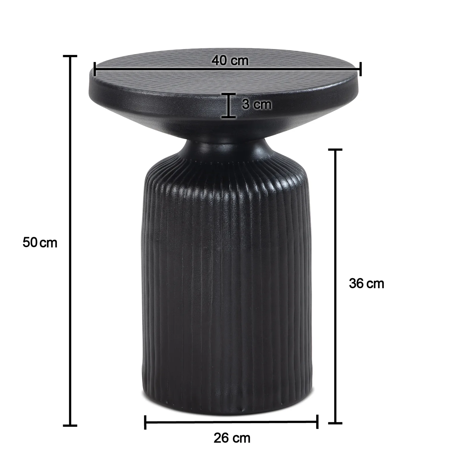 FineBuy Orientalischer Beistelltisch aus Aluminium, Schwarz – 40 cm