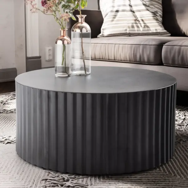 FineBuy Design Couchtisch aus Aluminium, Schwarz FineBuy Design Couchtisch aus Aluminium, Schwarz