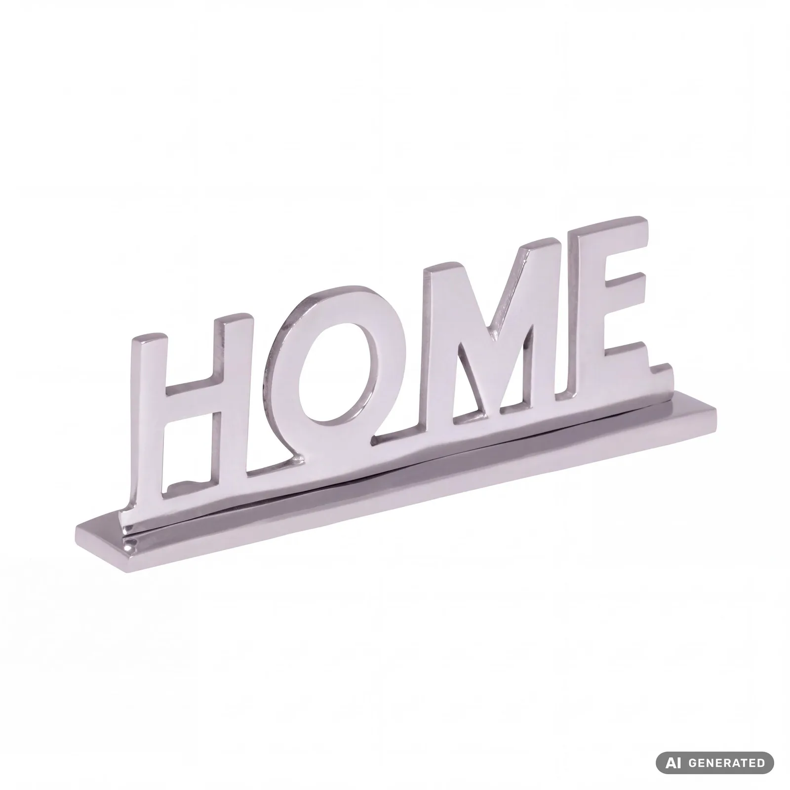 FineBuy Home Deko Schriftzug Design Wohnzimmer Ess-Tisch- Dekoration Wohnung Alu aus Aluminium, Silber