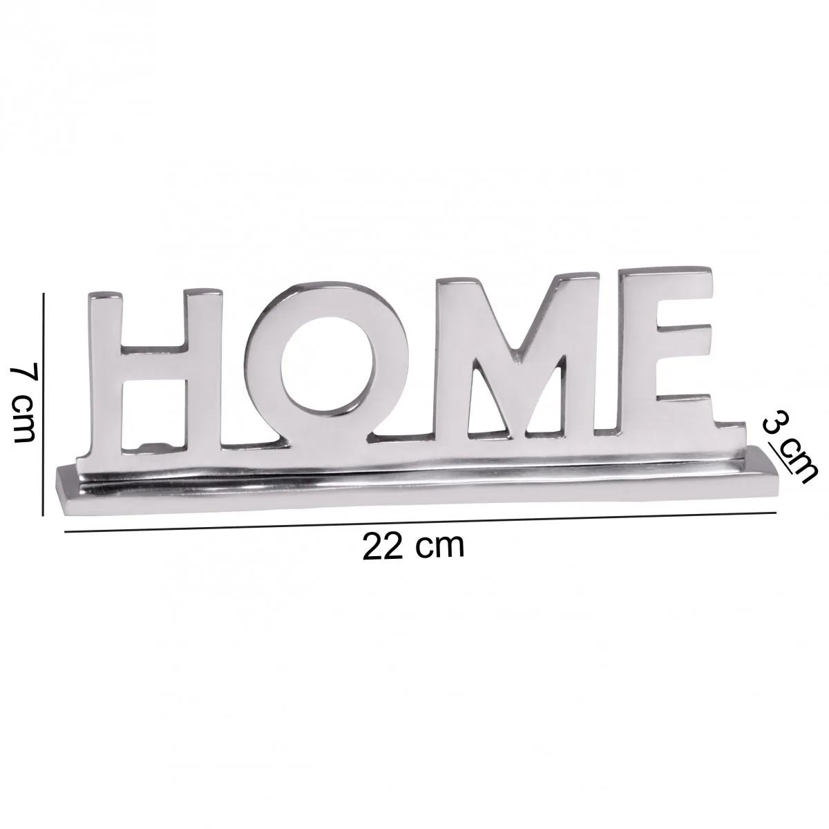 FineBuy Home Deko Schriftzug Design Wohnzimmer Ess-Tisch- Dekoration Wohnung Alu aus Aluminium, Silber