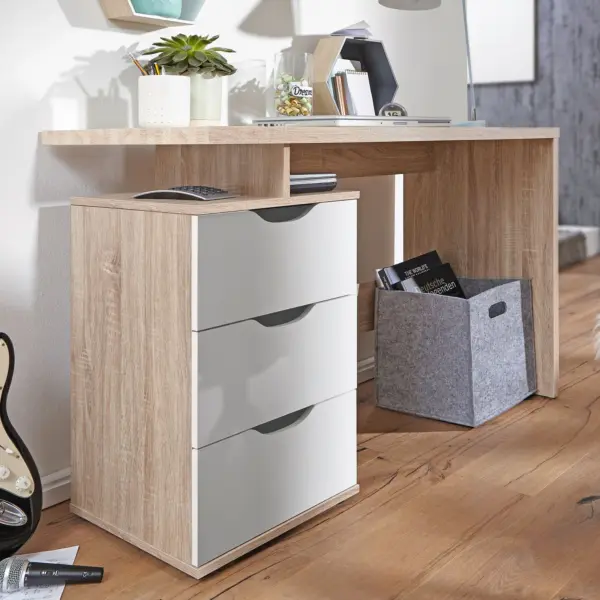 FineBuy Schreibtisch MASSA, Grau – 120 × 76 × 53 cm