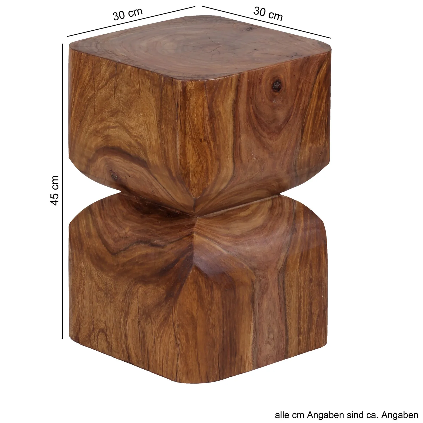 FineBuy Beistelltisch FB43540 Sheesham Vollholz, Braun – 30 × 45 × 30 cm