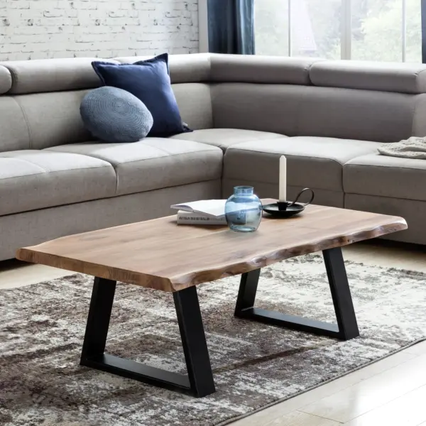 FineBuy Couchtisch Akazie Massivholz, Braun