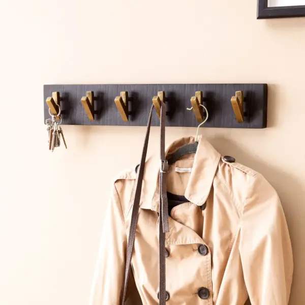 FineBuy Wandgarderobe Mango Massivholz, Schwarz – 60 cm FineBuy Wandgarderobe Mango Massivholz, Schwarz – 60 cm