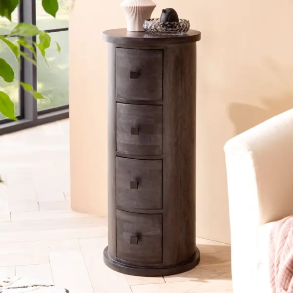 FineBuy Design Sideboard Mango Massivholz, Schwarz
