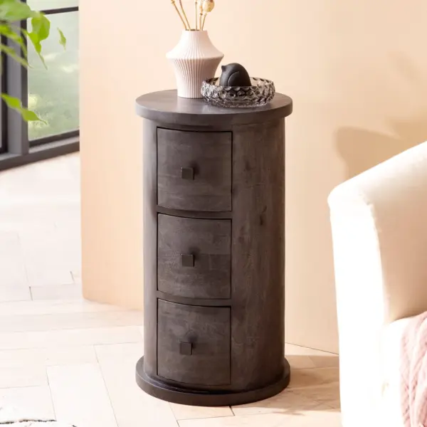FineBuy Design Sideboard Mango Massivholz, Schwarz