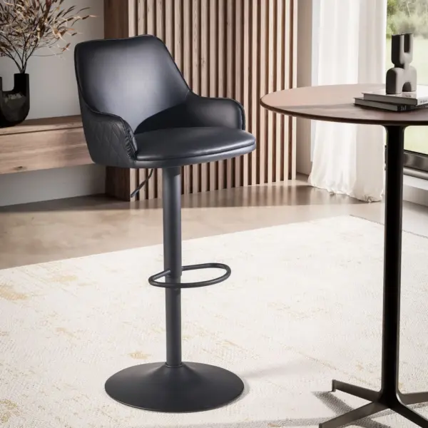 FineBuy Barhocker Kunstleder, Schwarz
