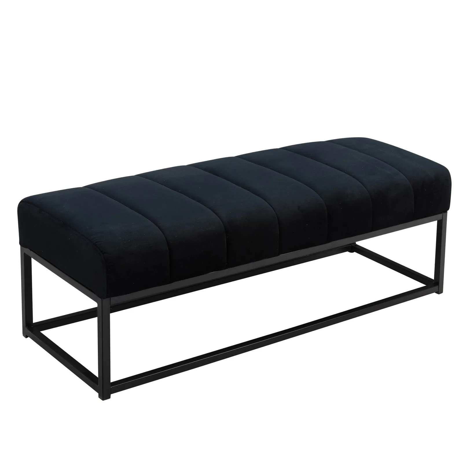 FineBuy gepolsterte Sitzbank, Schwarz – 108 cm