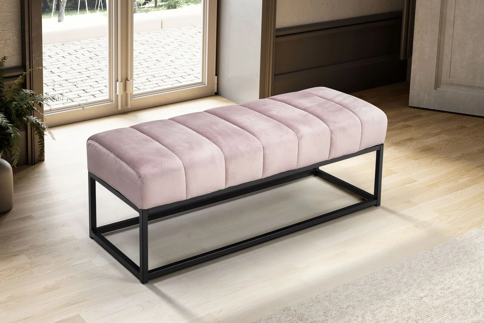 FineBuy gepolsterte Sitzbank, Schwarz – 108 cm