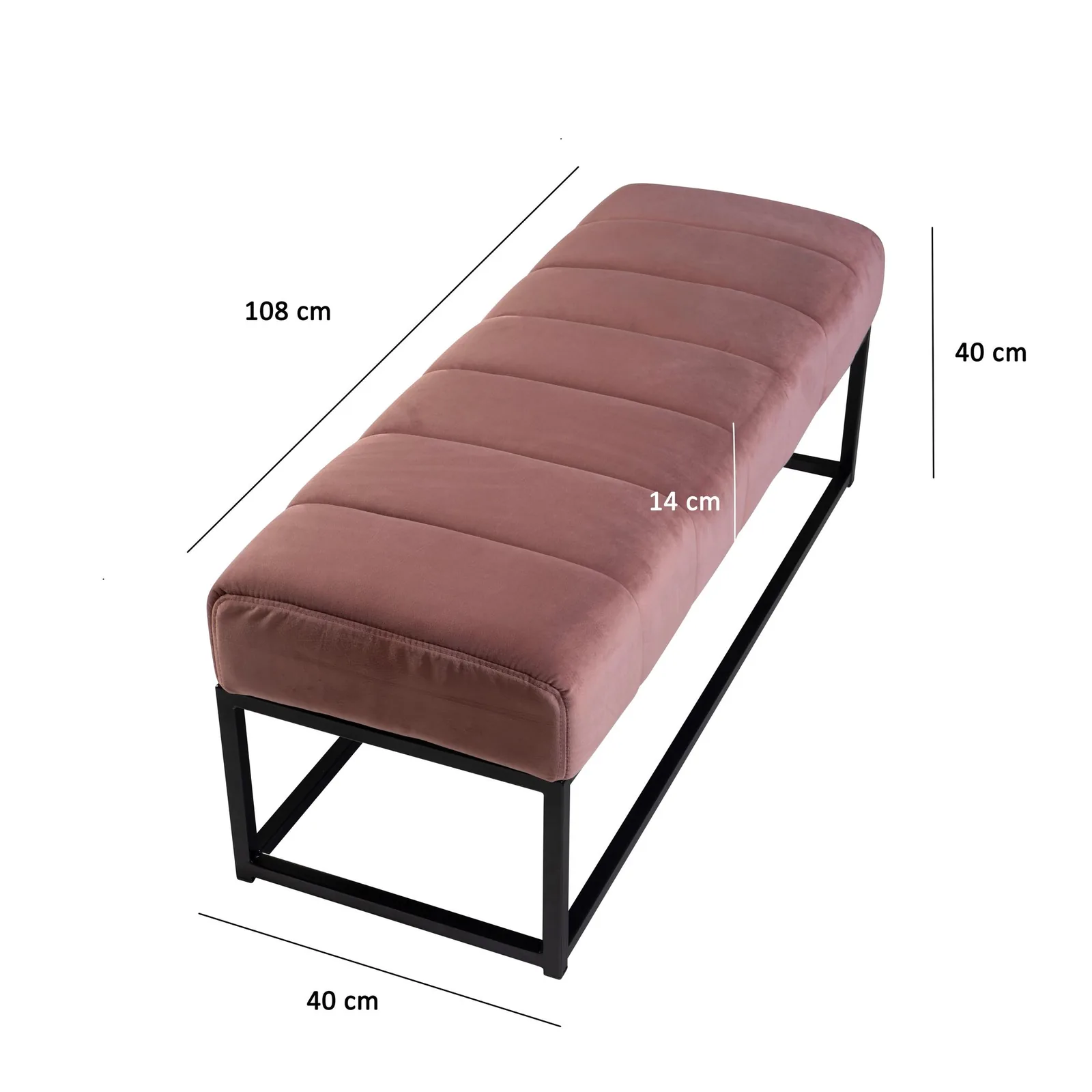 FineBuy gepolsterte Sitzbank, Schwarz – 108 cm