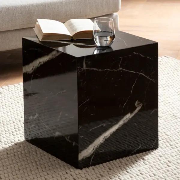 FineBuy Couchtisch MONOBLOC, Schwarz – 40 × 40 × 45 cm