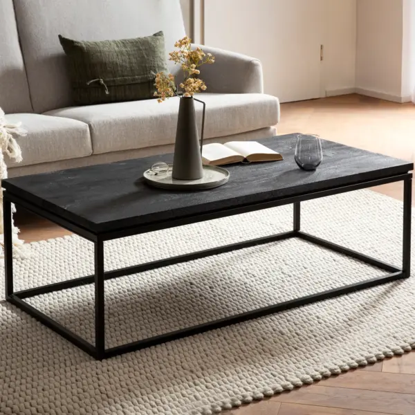 FineBuy Design Couchtisch Mango Massivholz, Schwarz FineBuy Design Couchtisch Mango Massivholz, Schwarz